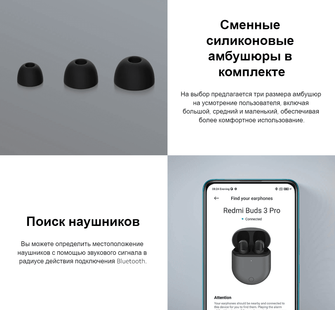 Наушники Redmi Buds 3 Pro Black TWSEJ01ZM (BHR5310GL) (Русская версия)