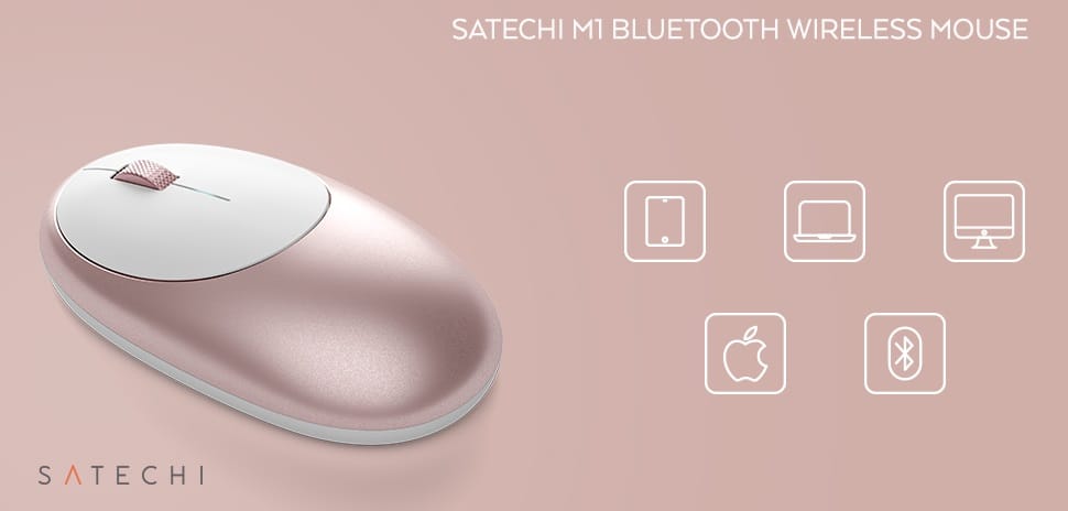 Беспроводная компьютерная мышь Satechi M1 Bluetooth Wireless Mouse. Цвет розовое золото.