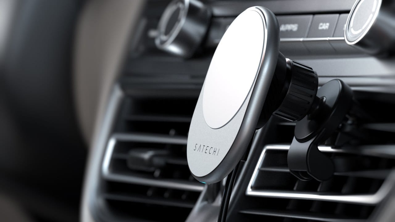 Беспроводное зарядное устройство для автомобиля Satechi Magnetic Wireless Car Charger. Цвет: серый космос