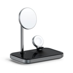Беспроводное зарядное устройство-подставка Satechi Magnetic 3-in-1 Wireless Charging Stand, серый космос
