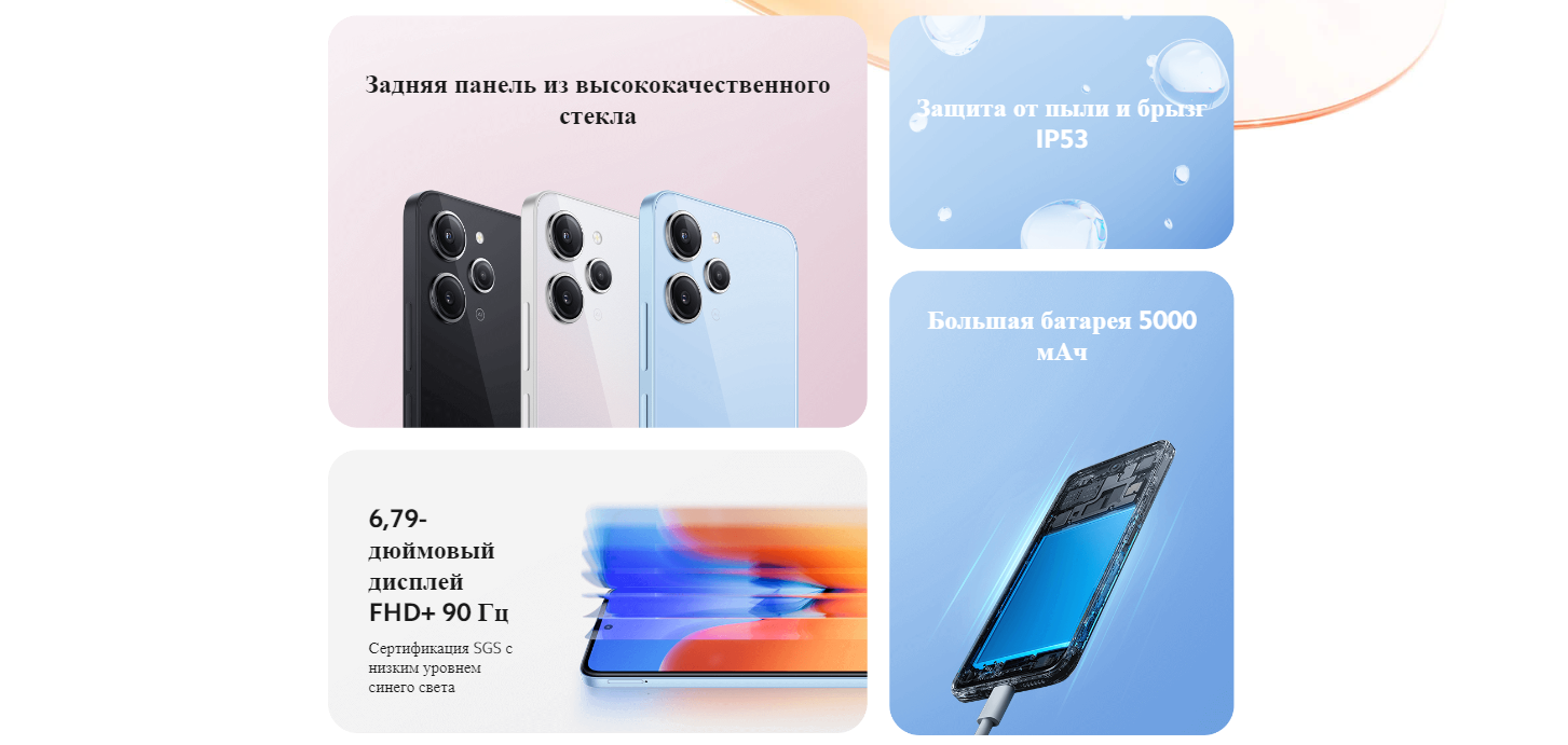 Смартфон Redmi 12 RU 4+128 Гб Midnight Black (MZB0EBXRU)