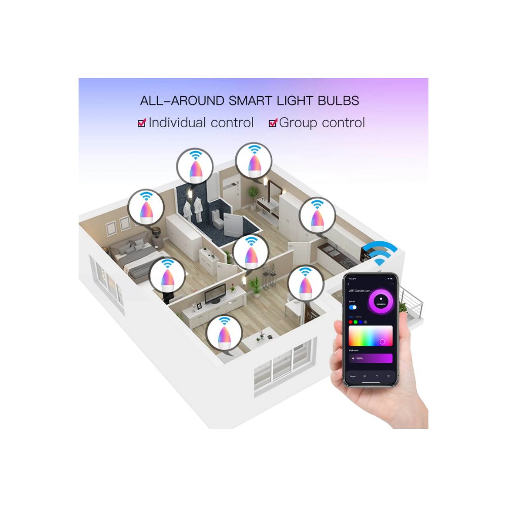 Умная лампочка MOES WiFi LED Bulb E14 (RGB+CW) 6W — изображение 4