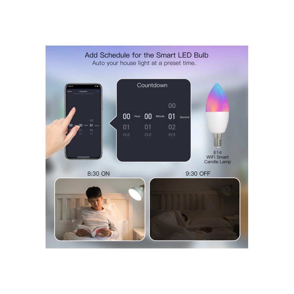 Умная лампочка MOES WiFi LED Bulb E14 (RGB+CW) 6W — изображение 6