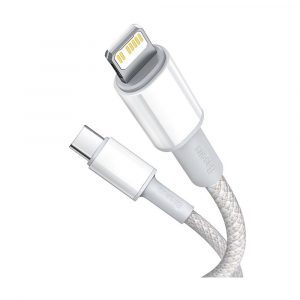 Кабель для iPhone Baseus Type-C PD 20 Вт 1 м с оплеткой высокой плотности белый CALKLF-CG1