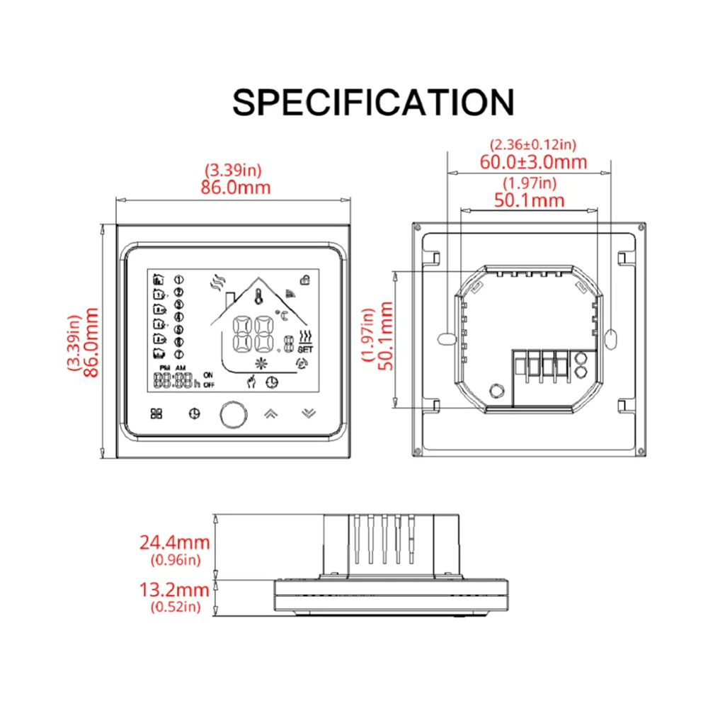 Умный терморегулятор для теплого пола MOES Zigbee Smart Thermostat ZHT-002-GB — изображение 10