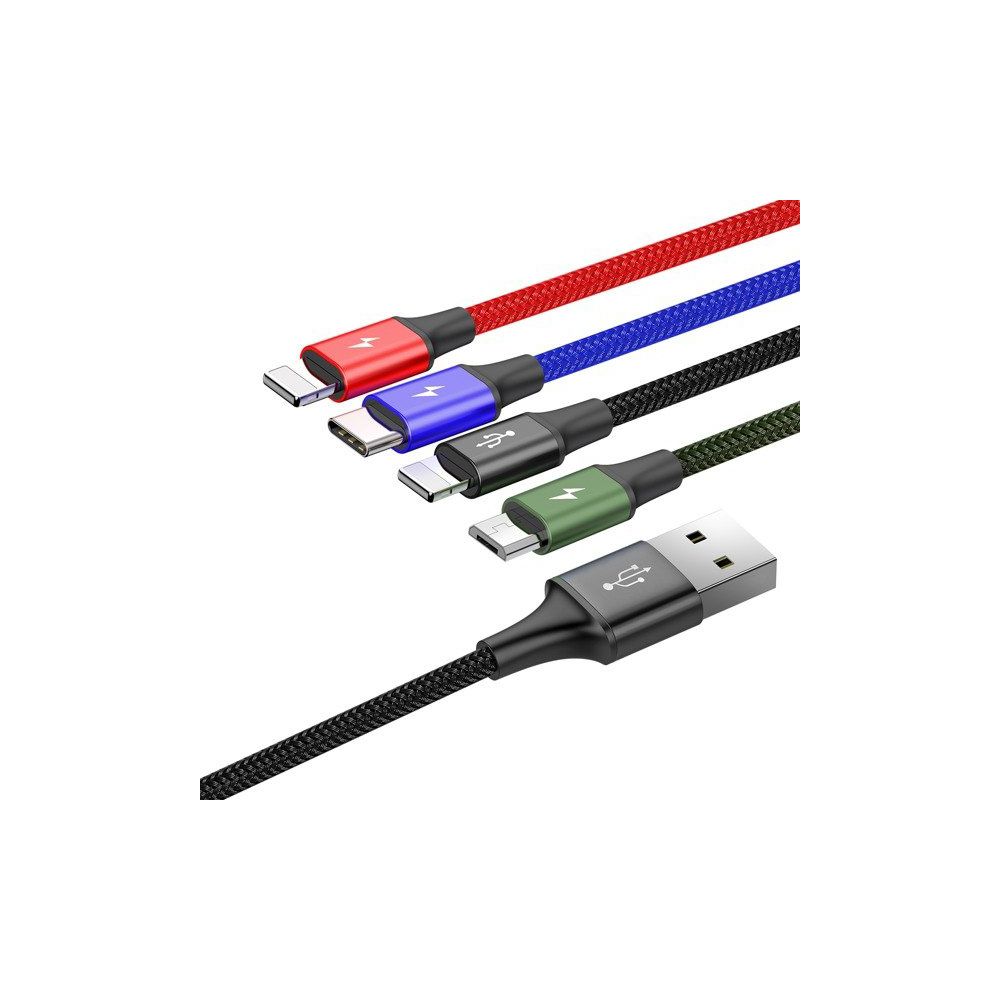 Кабель Type-C+Micro Baseus Fast 4-в-1 3,5A 1,2 м черный CA1T4-A01 — изображение 3