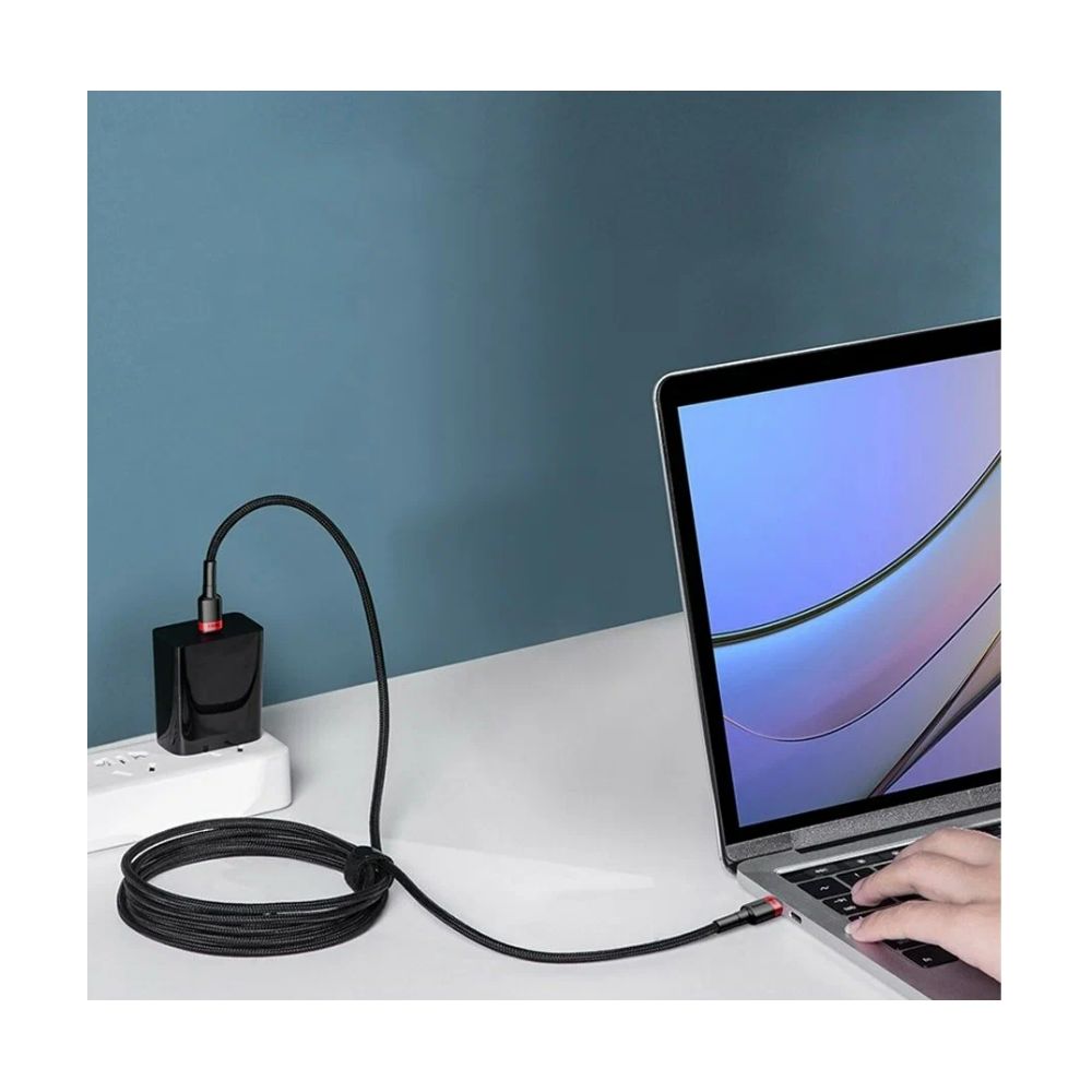 Кабель Type-C для зарядки флэш-памяти Baseus Cafule PD2.0 100 Вт 2 м (20V 5A) Серый + черный CATKLF-ALG1 — изображение 6