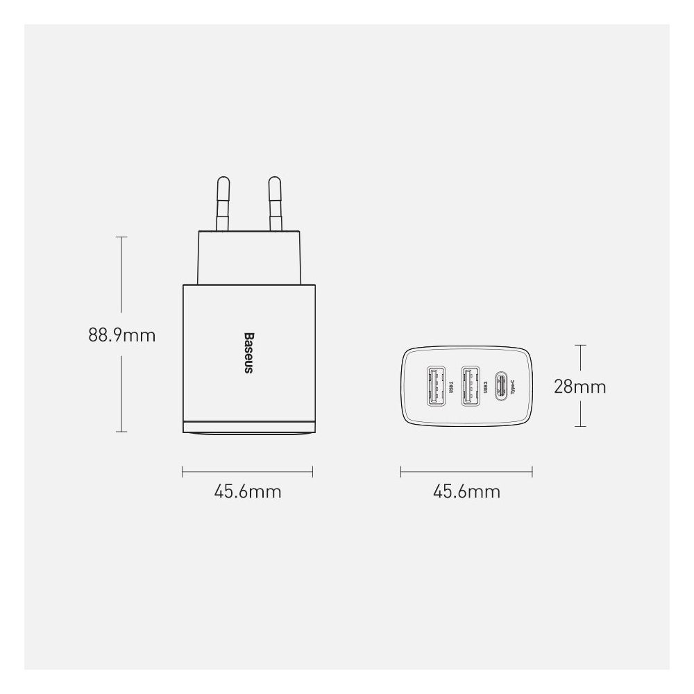 Компактное быстрое зарядное устройство Baseus 2U+C 30 Вт EU Black CCXJ-E01 — изображение 8