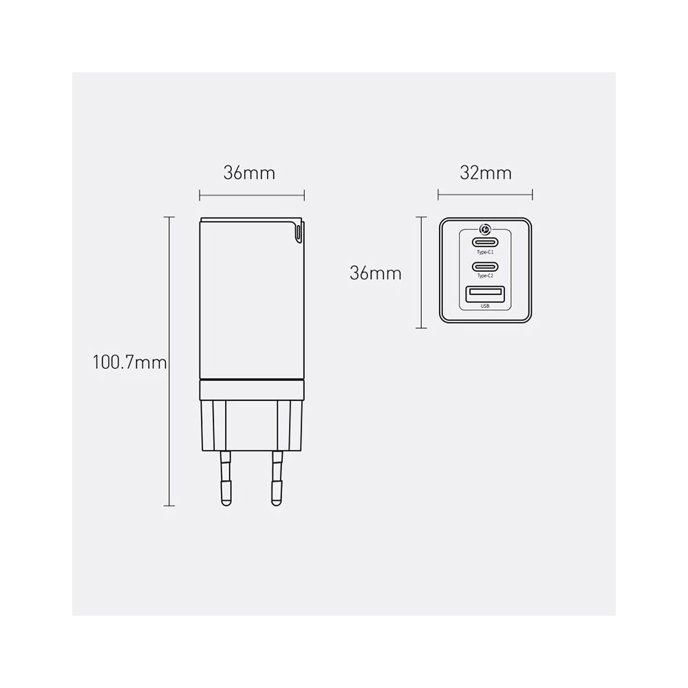 Зарядное устройство Baseus GaN3 Pro 2C + U 65 Вт EU Black 1 м черный CCGP050101 — изображение 8