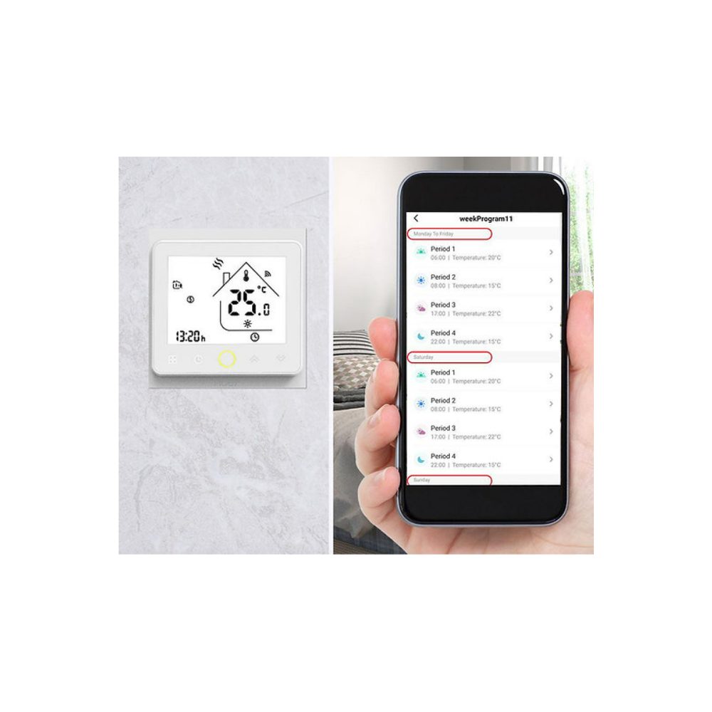 Умный терморегулятор для газового/водяного котла отопления MOES WiFi Smart Thermostat WHT-002-GC — изображение 6
