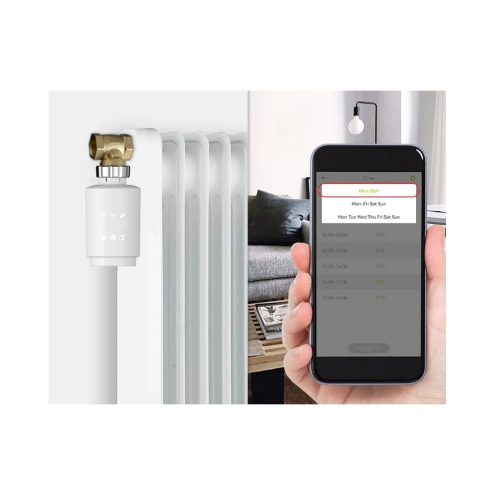 Умная термостатическая головка для радиатора отопления MOES ZigBee Thermostat Valve TV02 ZTRV-ZX-TV02 — изображение 9