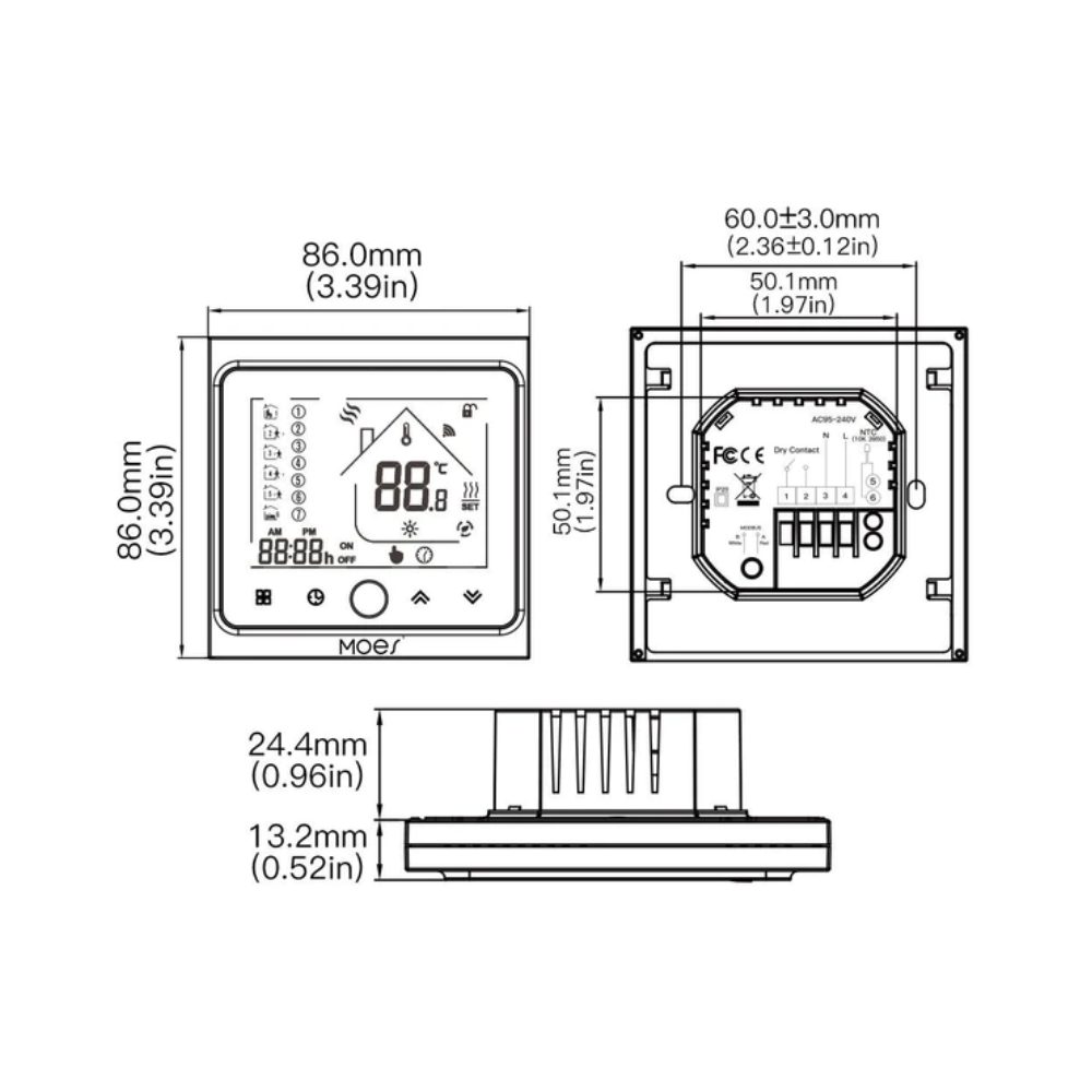 Умный терморегулятор для газового/водяного котла отопления MOES Zigbee Smart Thermostat ZHT-002-GC — изображение 5