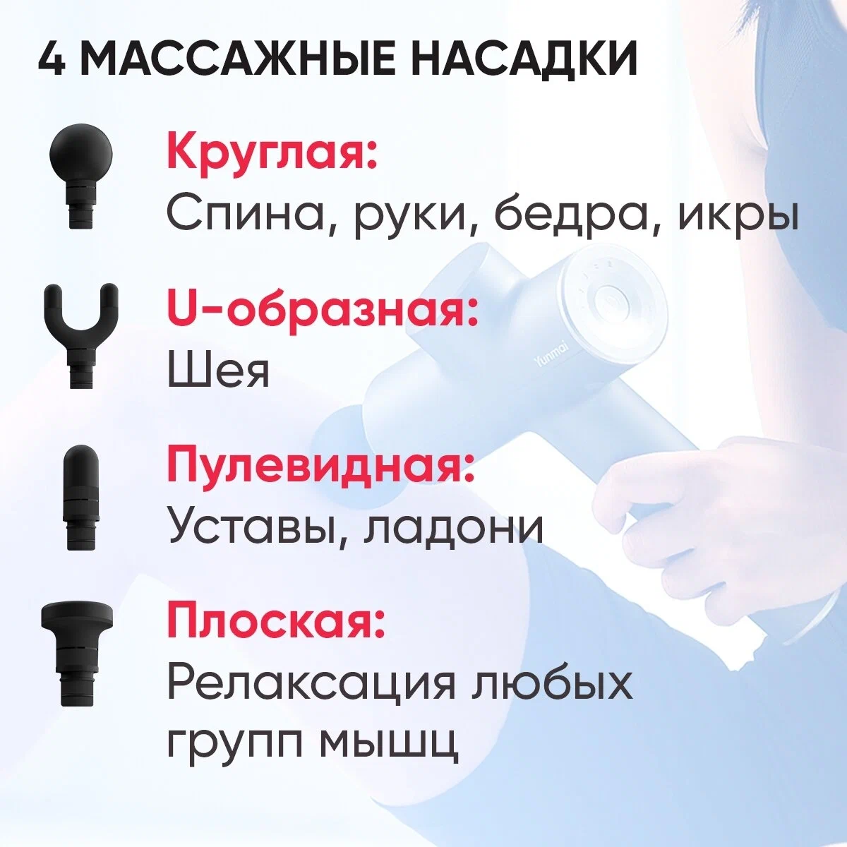 Перкуссионный массажер YUNMAI YMFG-B453 — изображение 5