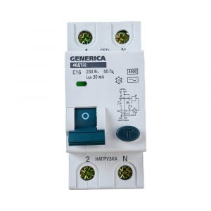 Выключатель автом. дифф. тока IEK АВДТ 32 Generica (MAD25-5-016-C-30) 16A тип C 6kA 30мА AC 2П 230В