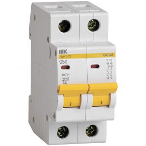Выключатель автоматический IEK ВА47-29 (MVA20-2-050-C) 50A тип C 4.5kA 2П 400В 2мод белый (упак.:1шт