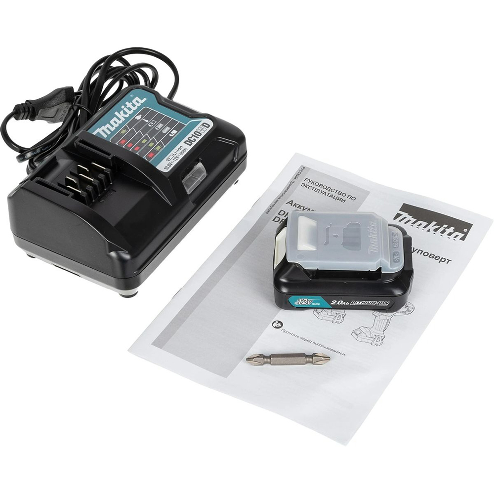 Дрель Makita аккумуляторная,12В,2х2АчLi-ion,БЗП-10мм,0-4501700обм,3014Н м,1.1кг,179x66x212,чем,подсв — изображение 3