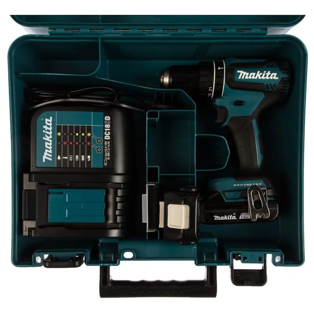 Дрель Makita ак(уд) бщет,18В,2х1,5 АчLi-ion,БЗП-13мм, 0-5001900обм,5025Нм,1.7кг, кейс — изображение 3