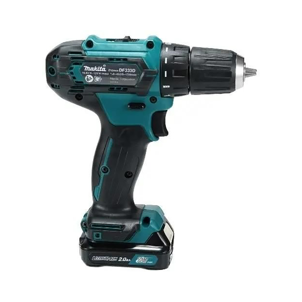 Дрель Makita аккумуляторная,12В,2х2АчLi-ion,БЗП-10мм,0-4501700обм,3014Н м,1.1кг,179x66x212,чем,подсв — изображение 8