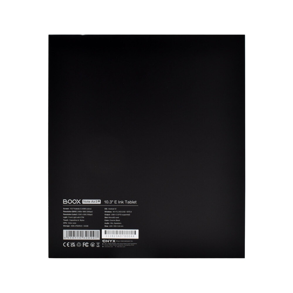 Электронная книга ONYX BOOX NOTE AIR 3 C (чёрная, E Ink Kaleido 3, 10.3”, MOON Light 2, WACOM, Android 12, Wi-Fi 5, Bluetooth, 64 ГБ) — изображение 9