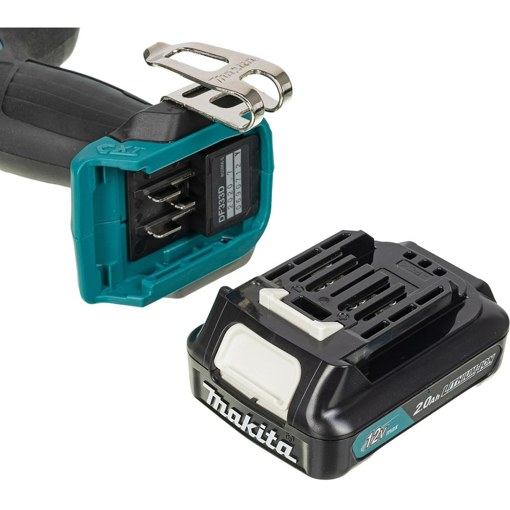 Дрель Makita аккумуляторная,12В,2х2АчLi-ion,БЗП-10мм,0-4501700обм,3014Н м,1.1кг,179x66x212,чем,подсв — изображение 11