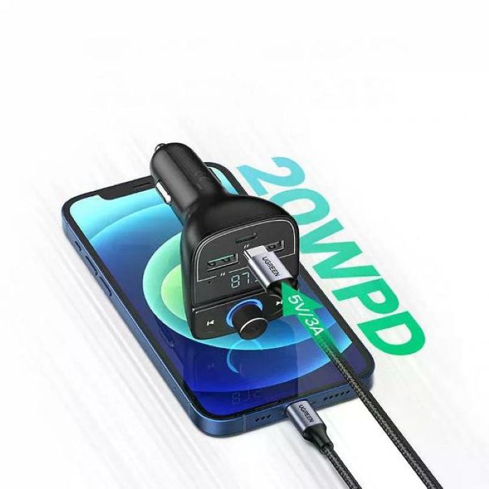 Зарядное устройство автомобильное UGREEN CD229 (80910) FM&Bluetooth Transmitter&Car Charger + TF Slot - Black — изображение 4