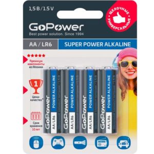 Батарейка GoPower LR6 AA BL4 Alkaline 1.5V (4/48/576)