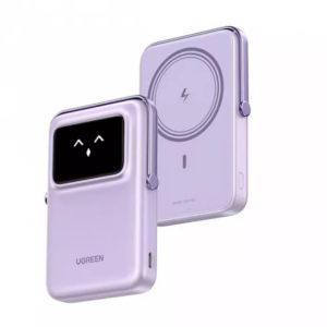 Внешний аккумулятор UGREEN PB572 (45328) UNO 10000mAh Mini Magnetic Wireless Robot 20W Power Bank с держателем. Цвет: фиолетовый