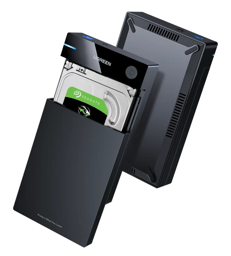 Внешний корпус для жесткого диска UGREEN US222 (50422) USB 3.0 B to 3.5''/2.5" SATA Hard Drive Box EU. Цвет: черный
