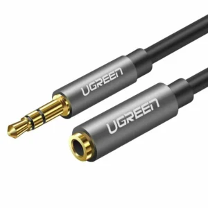 Кабель UGREEN AV118 (10594) 3.5mm Male to 3.5mm Female Extension Cable. Длина: 2м. Цвет: черный/серый