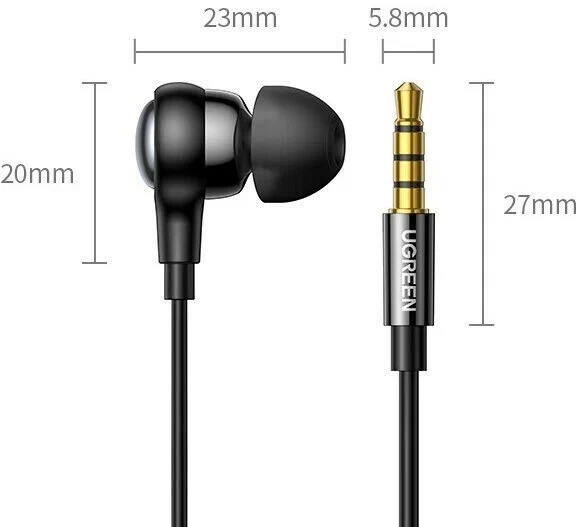 Наушники UGREEN EP103 (30637) In-Ear Earphones with 3.5mm Plug - Black — изображение 3