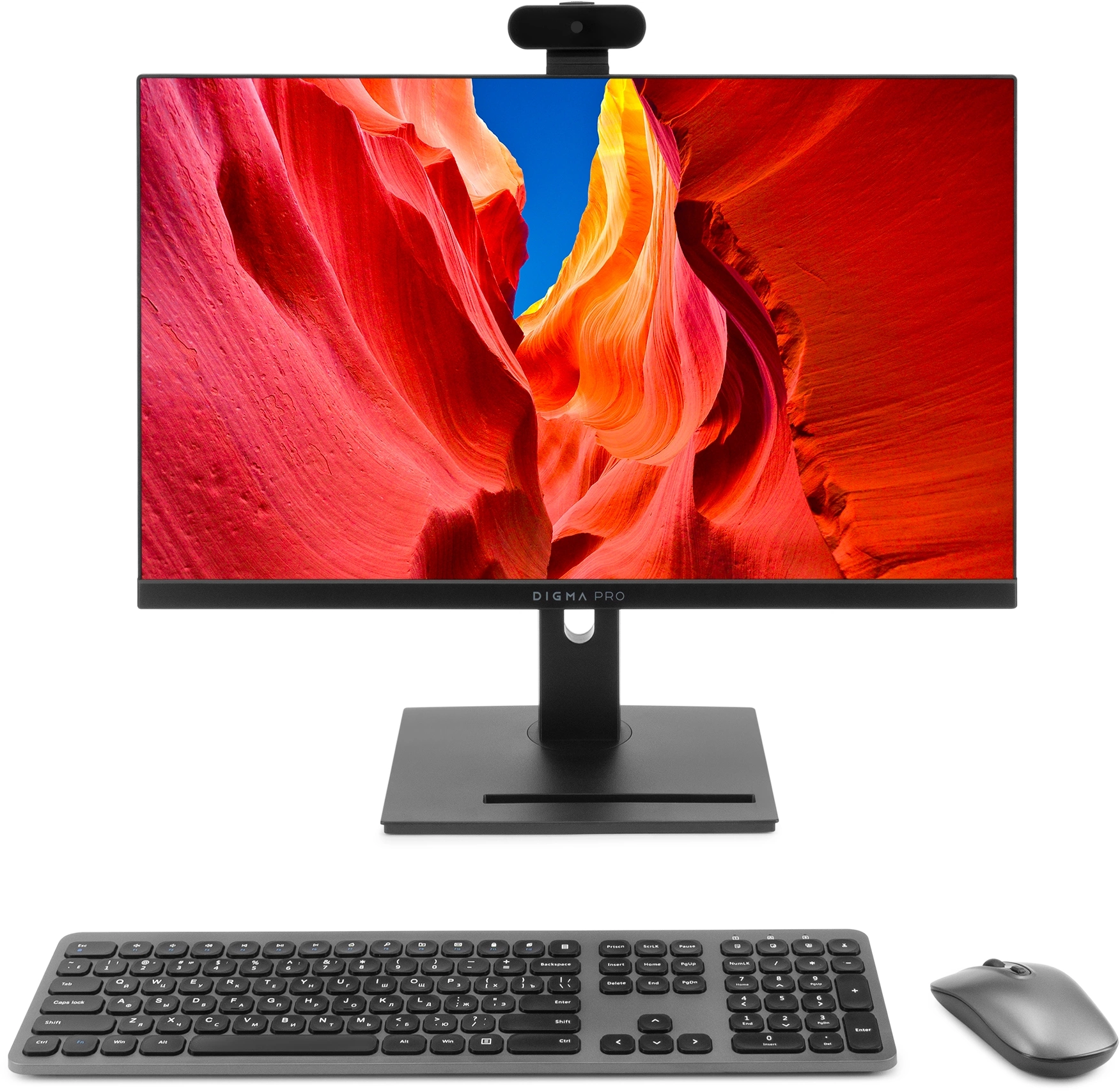 Моноблок Digma Pro Vision 23.8" Full HD Ryzen 7 5700U (1.8) 8Gb SSD256Gb RGr CR Windows 11 Pro Eth WiFi BT 90W клавиатура мышь Cam черный 1920x1080