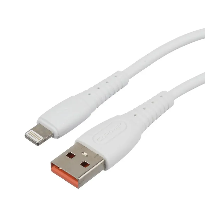 Кабель GoPower GP07L USB (m)-Lightning (m) 2.4A силикон белый (1/200/800)