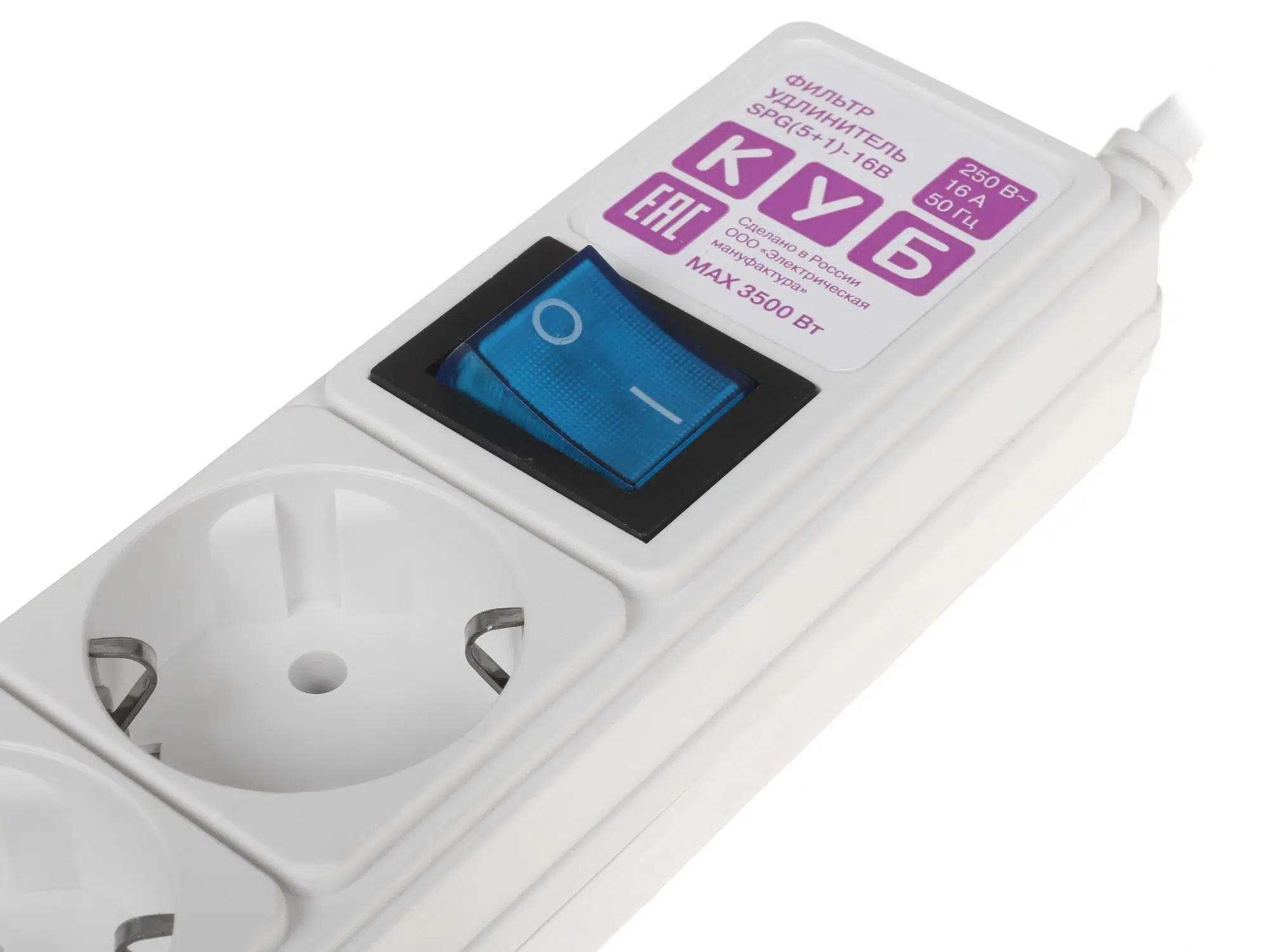 Сетевой фильтр Powercube SPG(5+1)-16B-3M-WHITE 3м (6 розеток) белый (коробка) — изображение 4