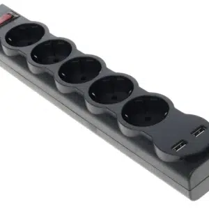 Сетевой фильтр Defender DFS 753 3м (5 розеток) черный (коробка)